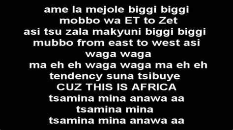 this is africa song waka waka lyrics